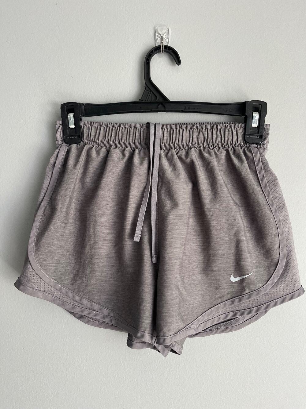 Nike Dri-Fit Womens Running Shorts Gray Mesh Side Panel Drawstring Sz S Athletic